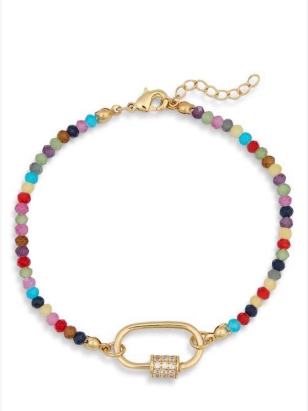 NWOT Leith Gold Multicolor Beaded Bracelet with Pave Charm